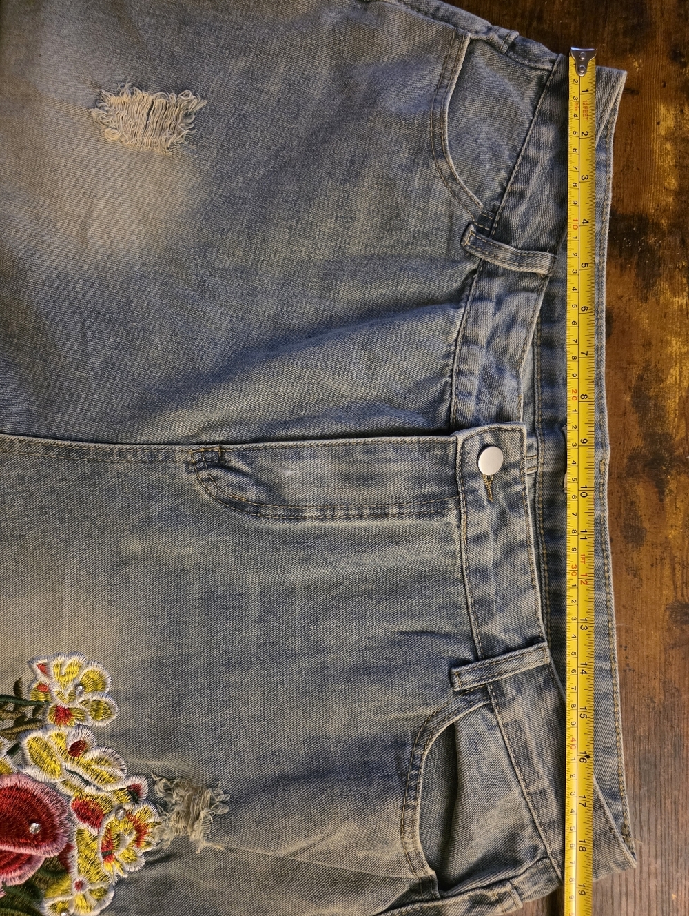 Light Blue Straight-Leg Jeans with Red Floral Embroidery - Picture 12 of 12